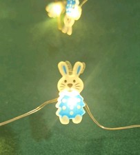 Blue Bunny LED Easter String Lights 6 Ft Warm White Indoor Decor New