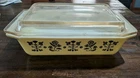 Pyrex - Black Needlepoint/Embroidery Pattern w Lid 1957 -  575-B, 2 QT Vintage