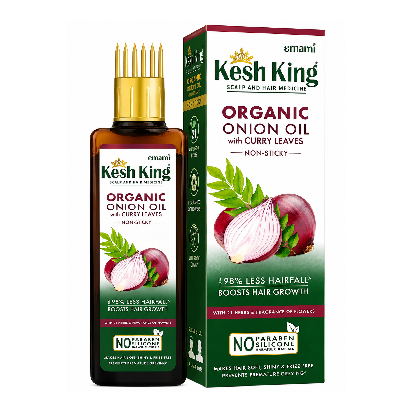 Kesh King Organic Onion Hair Oil 100ml with Curry Leaves Non Sticky Hair Care