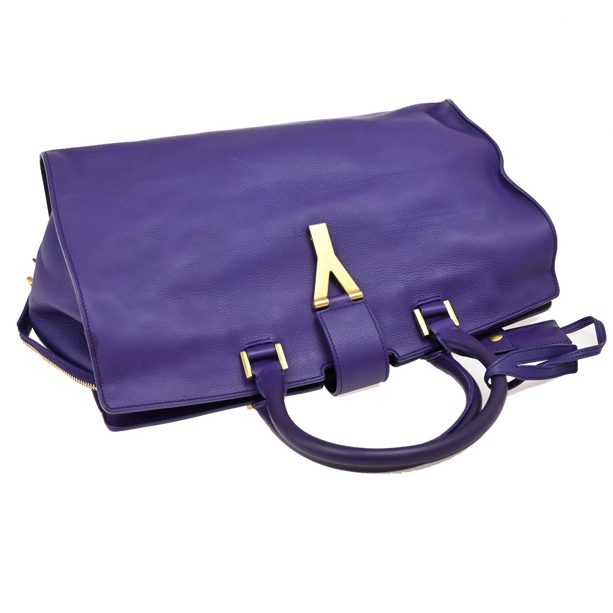 Borsa a mano SAINT LAURENT logo classico Y Cabas pelle viola oro 85FC047