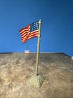 VINTAGE MARX FORT APACHE PLAYSET 20 STAR TIN FLAG W/POLE & BASE