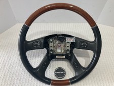 03-06 Gmc Envoy Denali Escalade Ebony Leather Wood Multifunction Steering Wheel