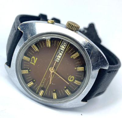 Vintage USSR Slava Automatic 2427 | WORKING Day-Date | 27-Jewel Soviet