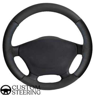 FÜR FORD FIESTA MK5 95-04 DUNKELGRAU & SCHWARZ PERF LEDERLENKRADBEZUG
