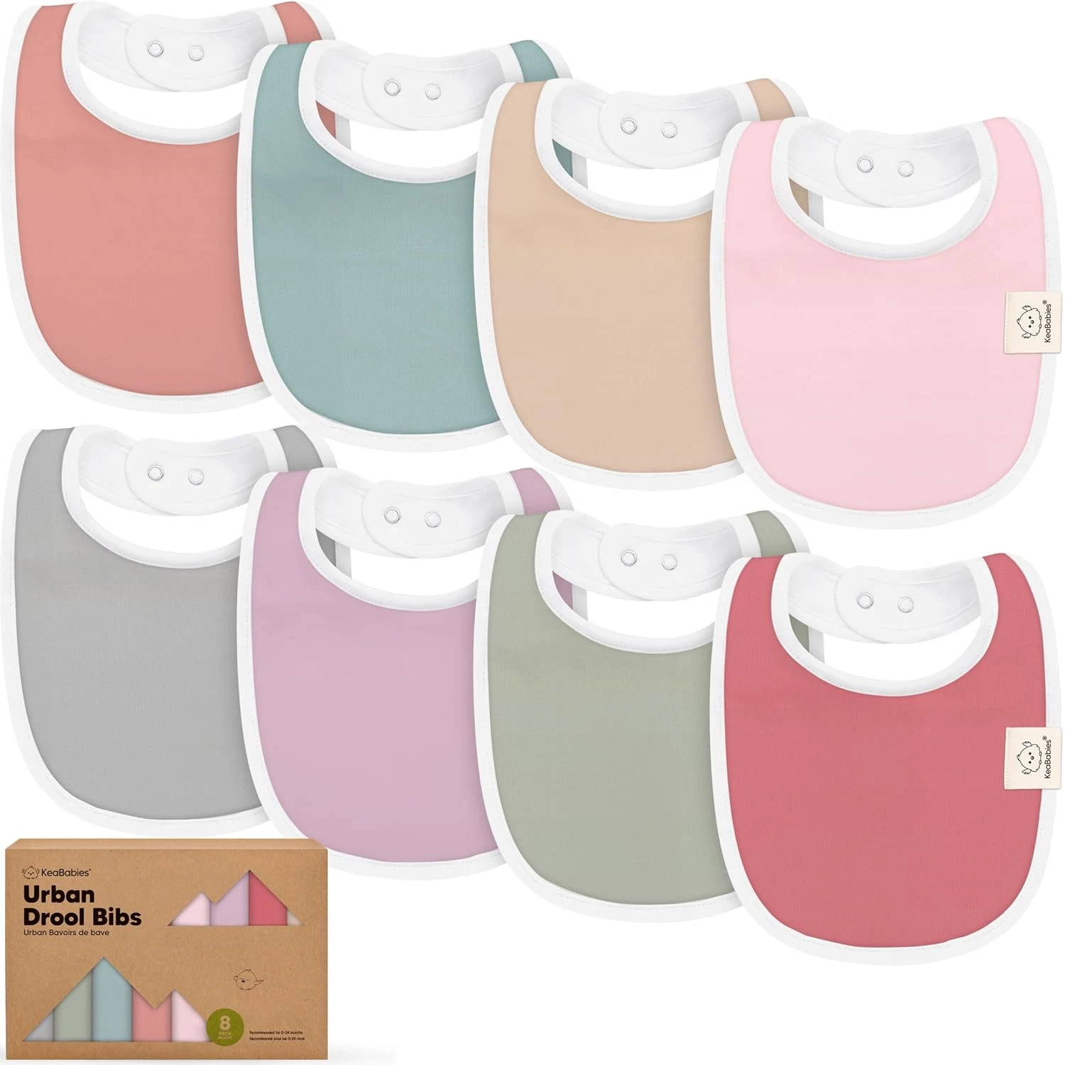 8pc Organic Baby Bibs - Soft Cotton Drooling & Teething Bibs for Baby Girl & Boy