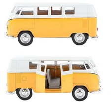 VOLKSWAGEN VW T1 Bus 1963 Modellauto in 1:24 Welly gelb  Mit Rückzugmotor Neu