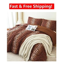 Chic Cheetah Print 3-Piece Comforter Set Full with Pillowcases for Cozy Sleep