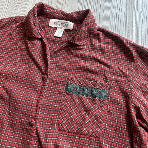 VINTAGE Victoria's Secret COUNTRY Red Plaid Flannel Top Size S Small Long Sleeve - Picture 5 of 7