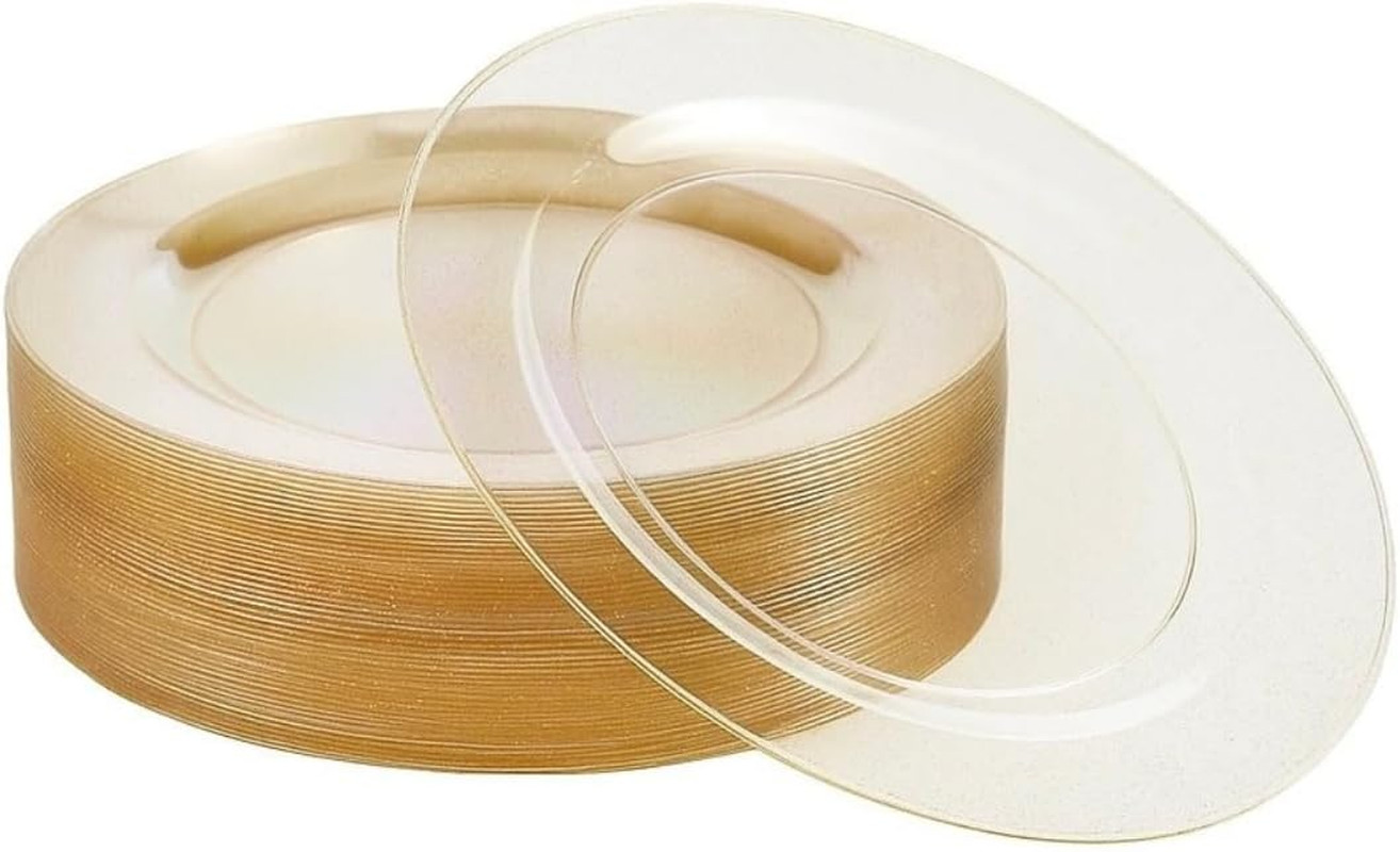 Assiettes Plastique Rigide Anti-Casse Dorées pour Anniversaire sans Stress