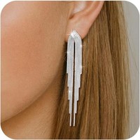 Ohrringe Silber 925 HäNgend Lange Mit Cubic Zirkonia Quasten Damen Schmuck
