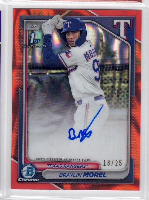 BRAYLIN MOREL 2024 BOWMAN CHROME 1ST ORANGE LAVA AUTO /25 CPA-BM