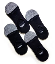 4-pack Bombas Cushioned (Comfort) No Show Socks - Black/Grey - Men's Large