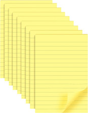 9 Pads Lined Sticky Notes 4x6 inch Post, Yellow, Clean Removal, Self-Stick Pads,