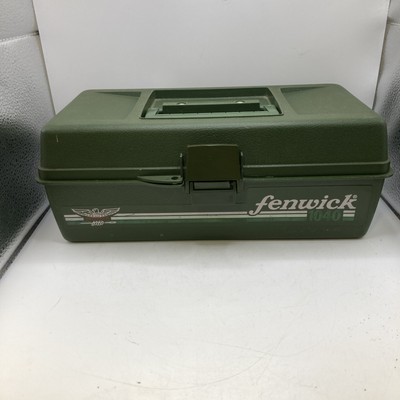Vintage 1987 Green Fishing Tackle Box Fenwick 1040 Single Tier