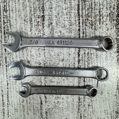 Three (3) Easco Combination Wrenches -  SAE 7/16, 9/16, 5/8 - Made in USA