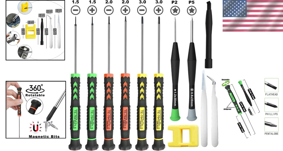 Comprehensive Stainless Steel Screwdriver Kit with Pentalobe and Phillips Tools - Image 2 of 4