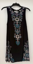 Ecote Urban Outfitters Navy Blue Sleeveless Floral Shift Dress Open Back Size M