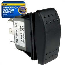 Five Oceans 6-Pin Waterproof On-Off-On Rocker Switch 25A 12V/DC for Boats RV UTV