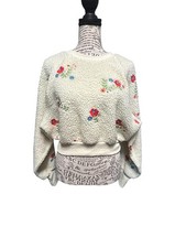 Urban Outfitters Aster Floral Sherpa Crop Sweatshirt Xs
