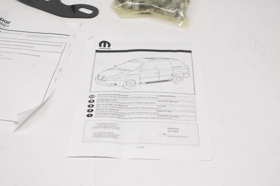 Kit de prancha de corrida 82209019 OEM Chrysler Town and Country, caravana - Imagem 2 de 4