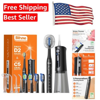 Cordless Water Flosser & Sonic Electric Toothbrush - 5 Modes for Ultimate Care