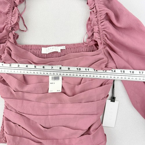 ASTR THE LABEL Square Neck Puff Sleeve Top Size S Womens Pink NEW - Picture 5 of 6