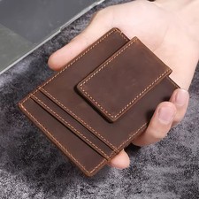 Money Clip RFID Front Pocket Wallet Men Leather Slim Minimalist Wallet