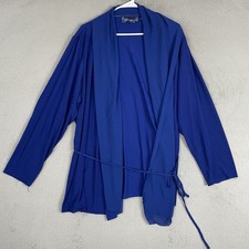 Susan Graver Cardigan Womens Size 3X Blue Stretch Liquid Knit Long Sleeve Style