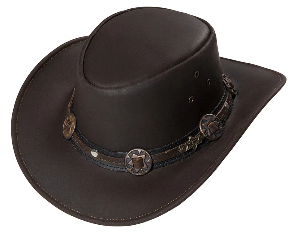 HUCK Echter Leder Westernhut Cowboy & Cowgirl Unisex Style Braun - Bild 1 von 1
