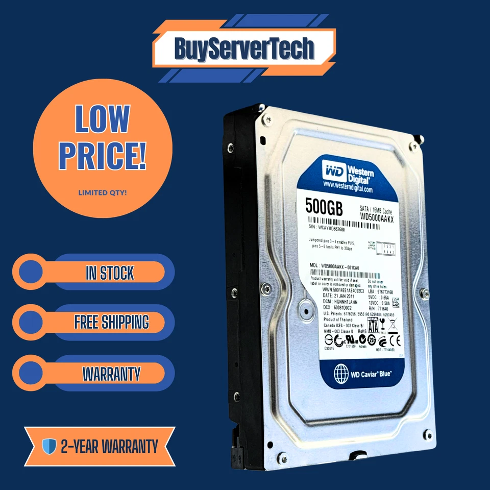 WD5000AAKX 500GB 7200RPM 3.5" SATA 6Gbps HDD | WD Caviar Blue | 0 Hours | 2YR - Image 4 of 4