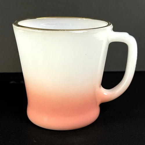 Vintage Fire King Pink Faded Gradient Mug Gold Rim Anchor Hocking D Handle