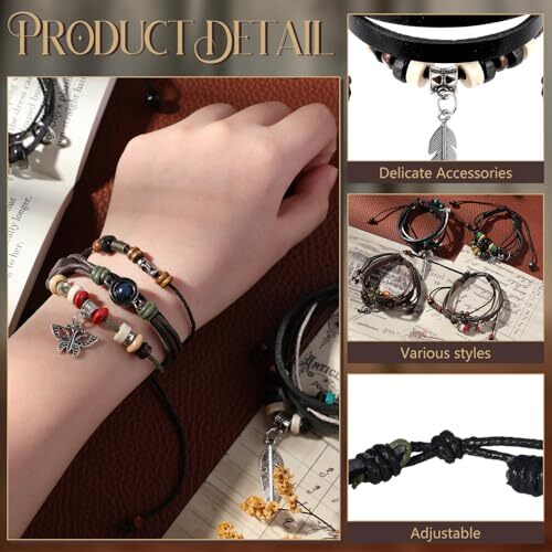 4 Stück Fee Grunge Armbänder Fairycore Zubehör mehrlagig Leder süß - Bild 3 von 6