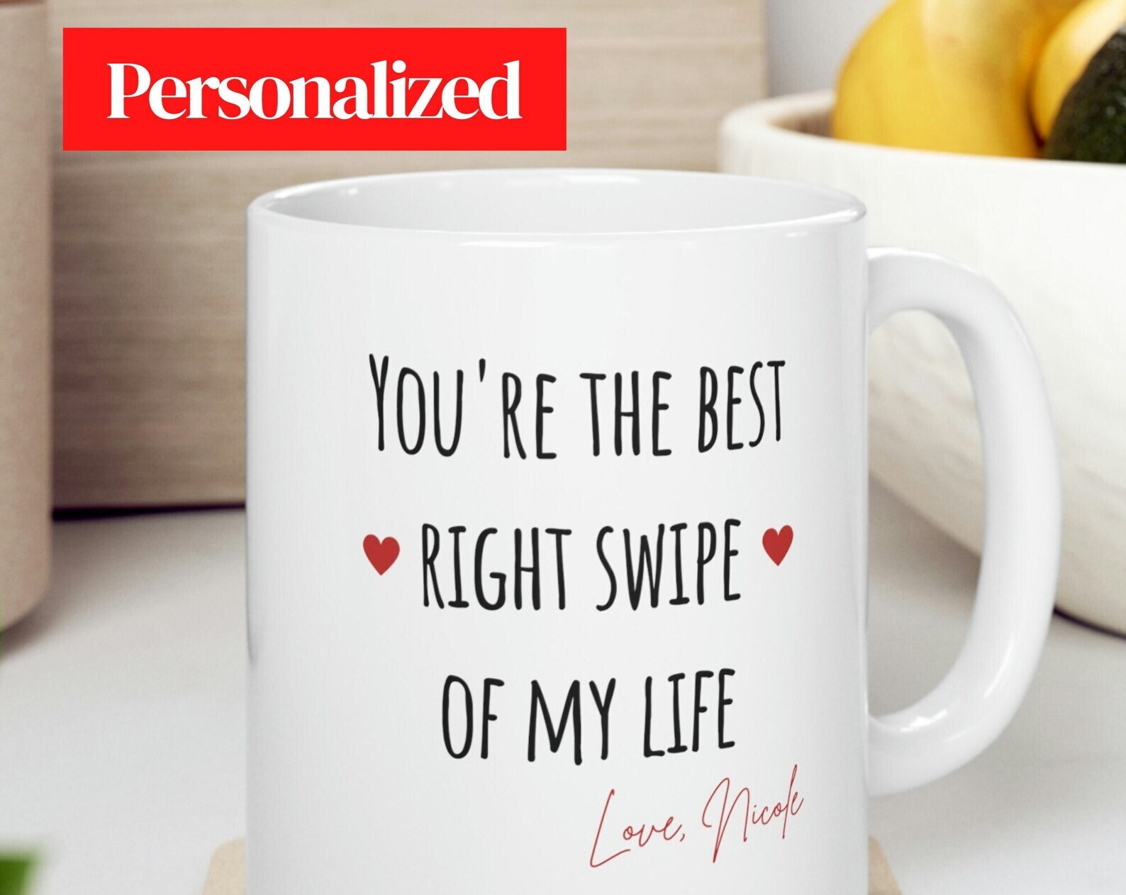 Personalized Valentine's Mug Gift For Husband - Best Right Swipe Couple Present