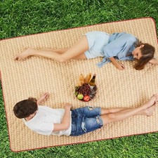 Large Picnic Blanket 78" x56  Straw Design. Sand proof, Waterproof, Fold  Carry