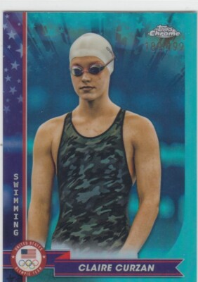 2024 Claire Curzan Topps Chrome Olympics AQUA REFRACTOR /199 - #87 Swimming