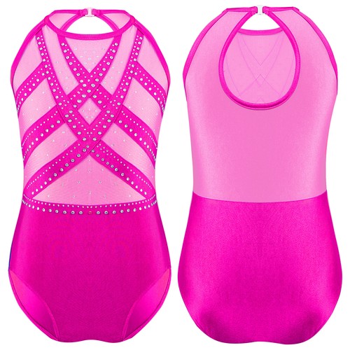 Kids Girls Jumpsuit Ballet Bodysuit Performance Leotard Sleeveless Competition - Picture 33 of 67
