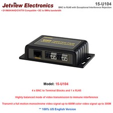 NEW Jetview 15-U104 4xBNC to 1xRJ45 with Exceptional Interference Rejection
