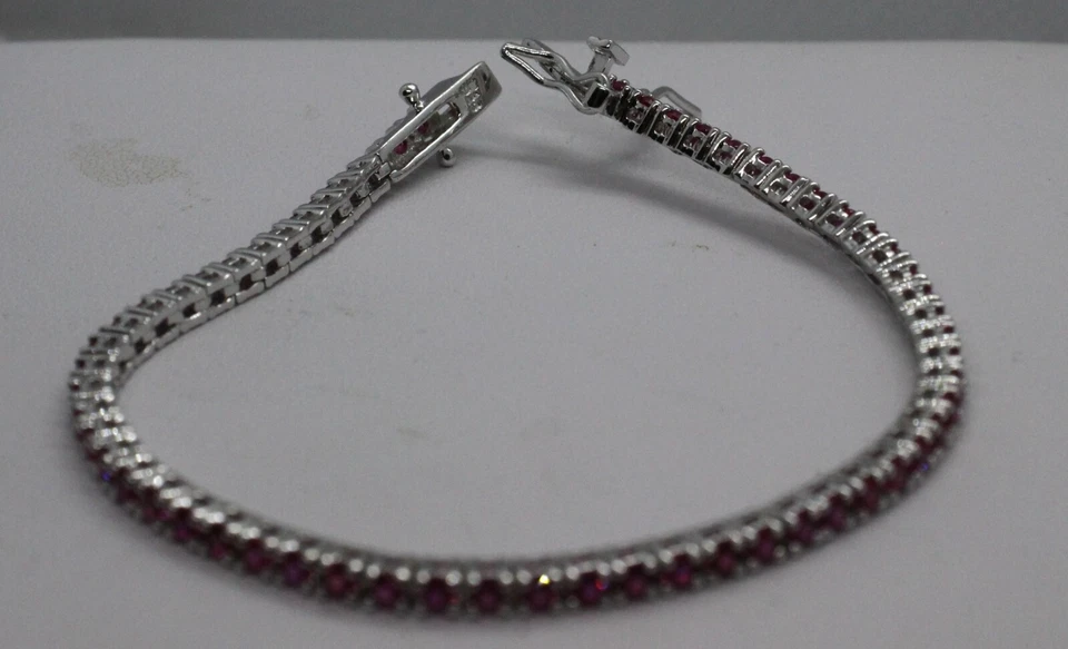 BRACCIALE TENNIS ARGENTO ZIRCONI RUBINO MM 2 UNISEX 4 griffe cm 16 18 20 EXPLOIT - Immagine 4 di 4