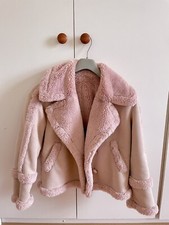 Pink Faux Fur Coat Size 8 Suede Coat