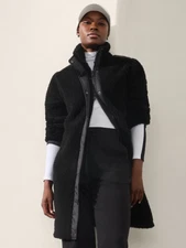 ATHLETA Fleece Hybrid Coat  S Small | Black #472872 NEW