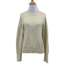 All Saints Sweater Women L Large Cream Cashmere Long Sleeve Ribbed Trim READ