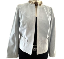 Pale Blue Suede Jacket Designer Leather Iconic Style 2024 Colour Trend Uk 10