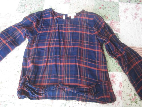 EUC GB Girls Plaid Fall Blouse Top Size L