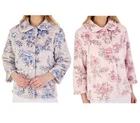 Slenderella Womens Floral Bed Jacket Soft Flannel Fleece Button Front Housecoat
