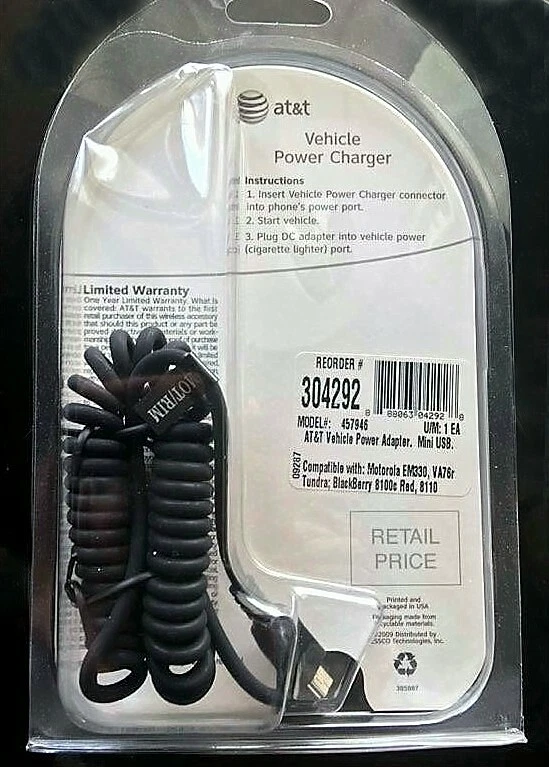 Carregador de energia para veículo AT&T modelo 457496: NOVO na embalagem: FRETE GRÁTIS - Imagem 2 de 2
