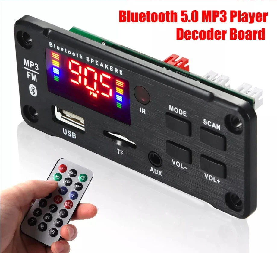 Amplificador 2x25W Bluetooth 5.0 Reproductor de MP3 Placa Decodificadora 12V Módulo Altavoz FM Coche Foto 2 de 4