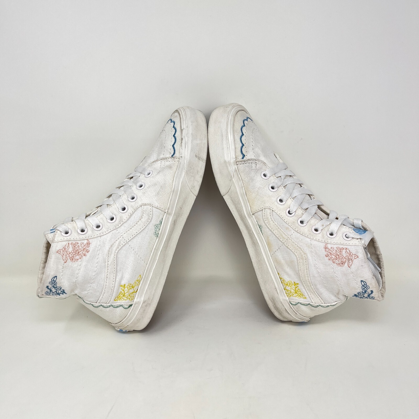 SAOLA Scarpe da skate Vans Off The Wall Sk8 Hi coniche bianche con ricamo donna taglia 9 5