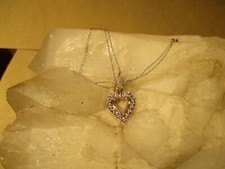 Lovely 10K Yellow  White Gold, Diamond Heart Pendant 20" Necklace.