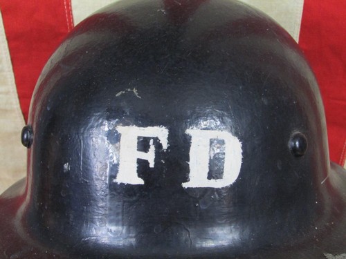 Vintage 1940s Fire Dept.Safety Helmet Bullard Co.Hard Boiled Hat Firefighter Blk - Picture 5 of 10