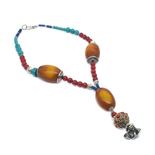 Vintage Tibetan Turquoise Necklace Handmade Women's Fashion Jewelry 18" o240